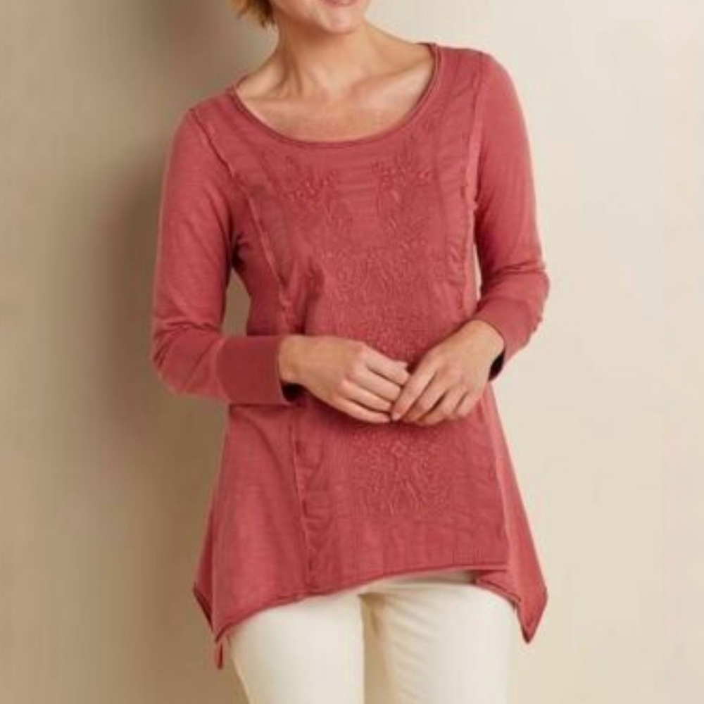 Soft Surroundings Natalia Embroidered Asymmetrical Hem Tunic